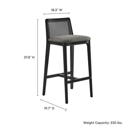 Monarch Wood and Rattan Bar Stool