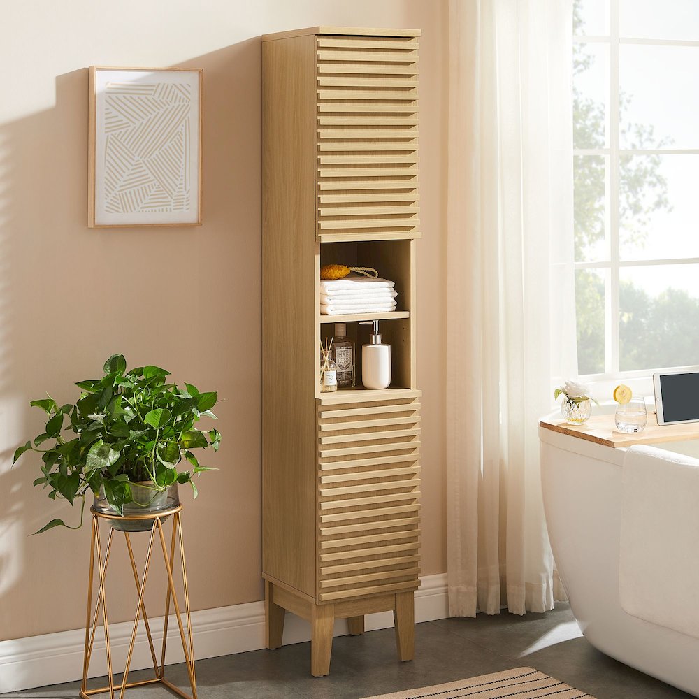 Render Tall Narrow Bathroom Storage Cabinet