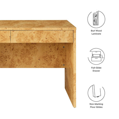 Hudson 2-Drawer Burl Wood Desk