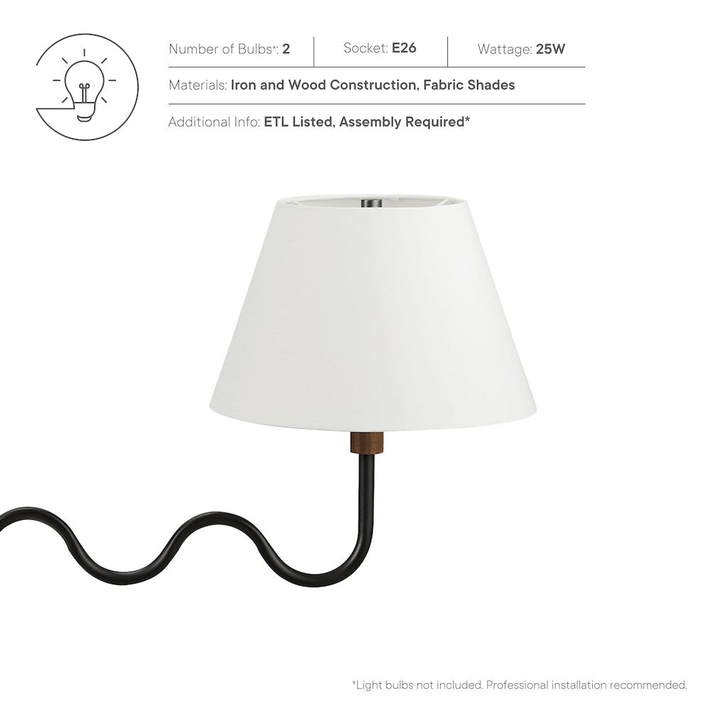 Sunlit Squiggle 2-Arm Pendant Light