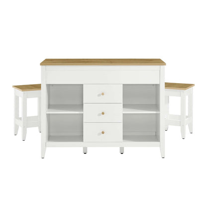 Farmstead 3-Piece Kitchen Island and Stool Set
