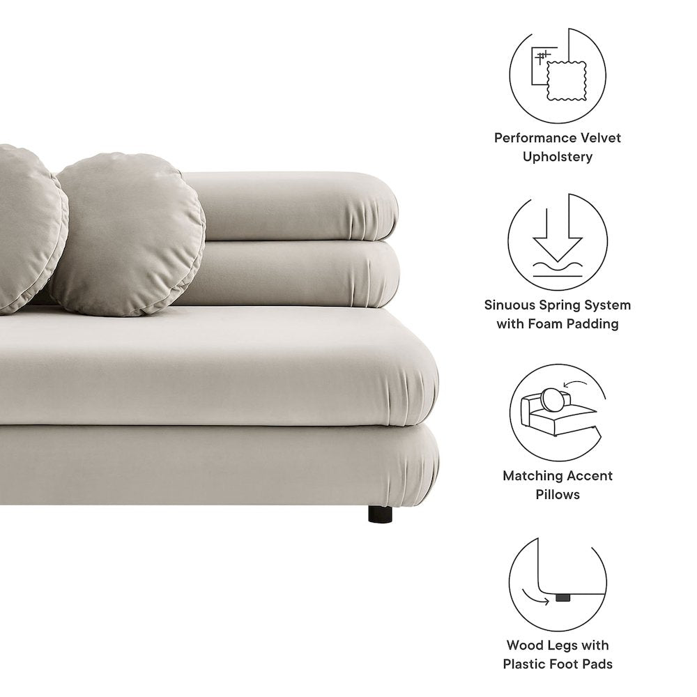 Jubilee Modular Performance Velvet Armless Loveseat