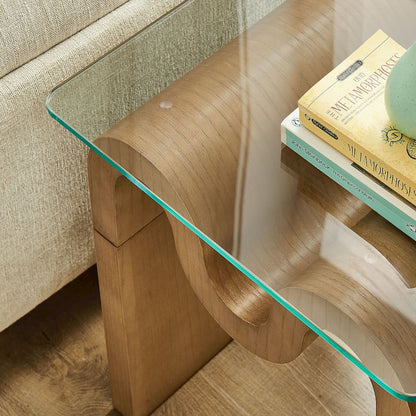 Ondine Glass Top Side Table
