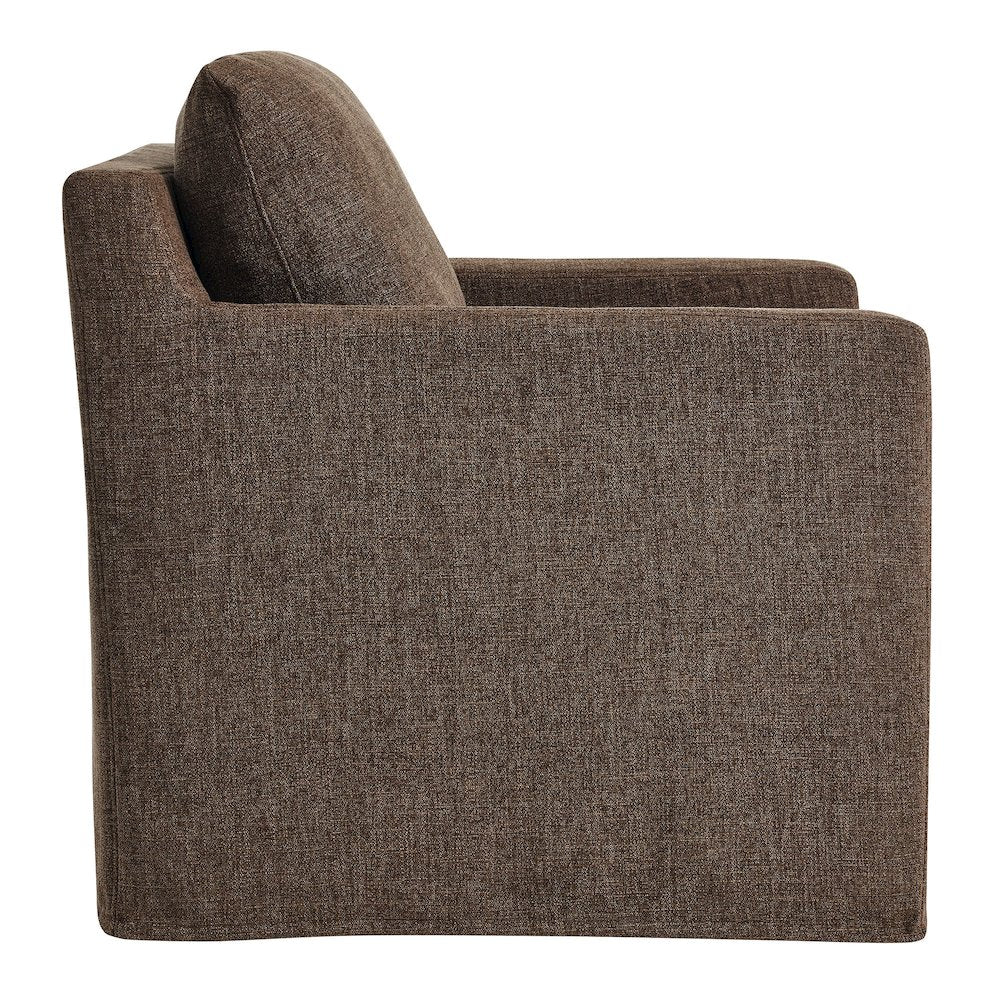 Serene Fabric Slipcovered Swivel Armchair