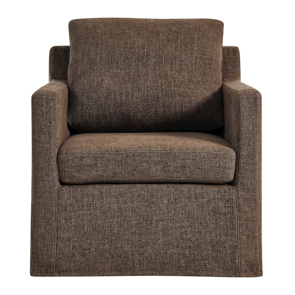 Serene Fabric Slipcovered Swivel Armchair