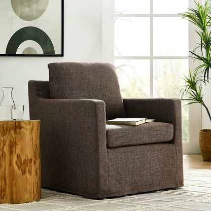Serene Fabric Slipcovered Swivel Armchair