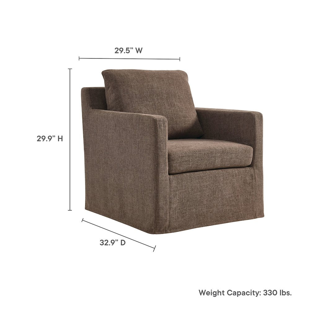 Serene Fabric Slipcovered Swivel Armchair