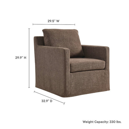 Serene Fabric Slipcovered Swivel Armchair
