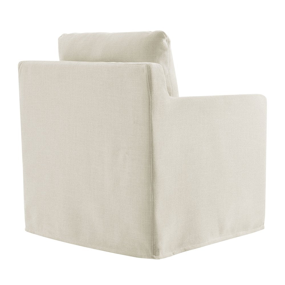 Serene Fabric Slipcovered Swivel Armchair