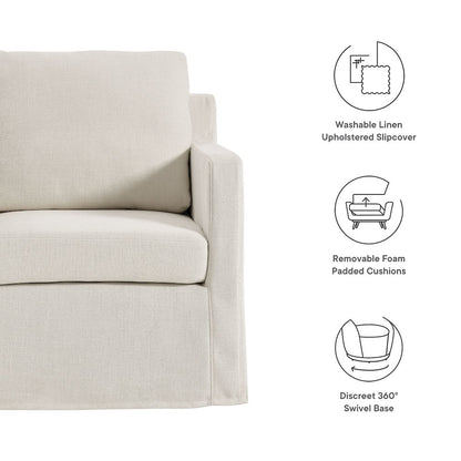 Serene Fabric Slipcovered Swivel Armchair