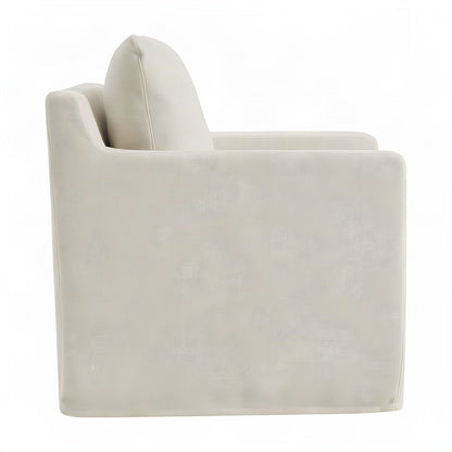 Wood Slipcovered Swivel Accent Chair for Living Room, Salt