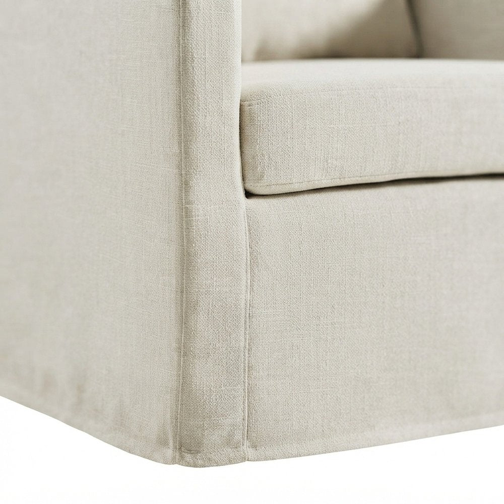 Wood Slipcovered Swivel Accent Chair for Living Room, Salt