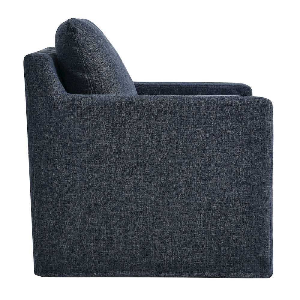 Serene Fabric Slipcovered Swivel Armchair