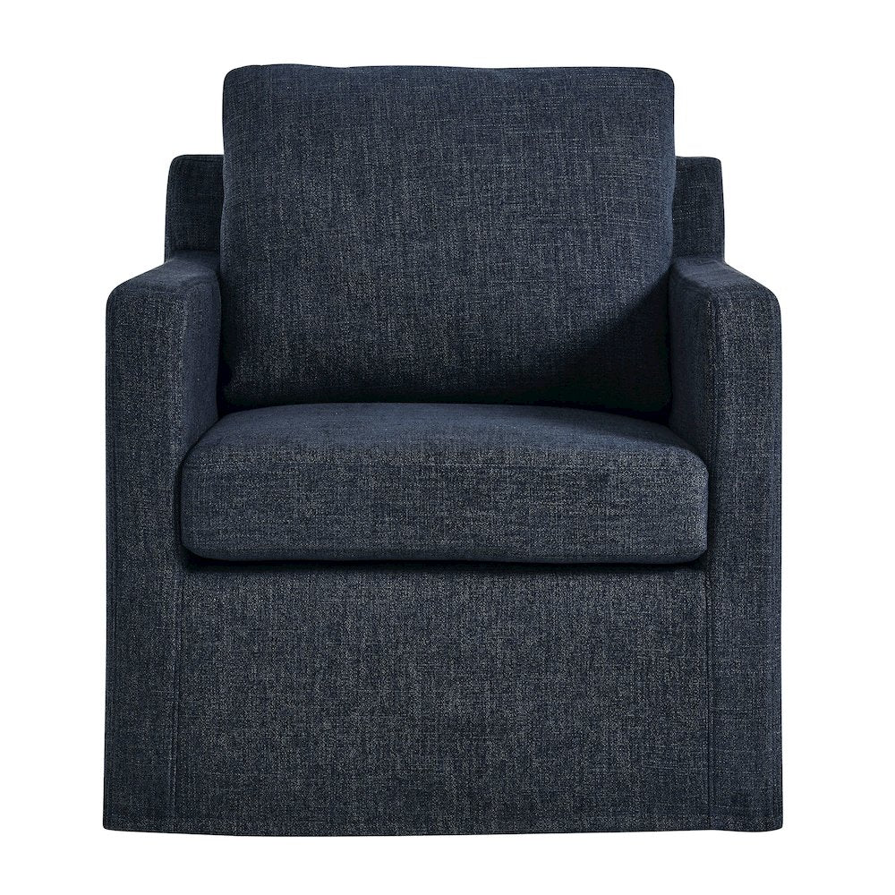 Serene Fabric Slipcovered Swivel Armchair