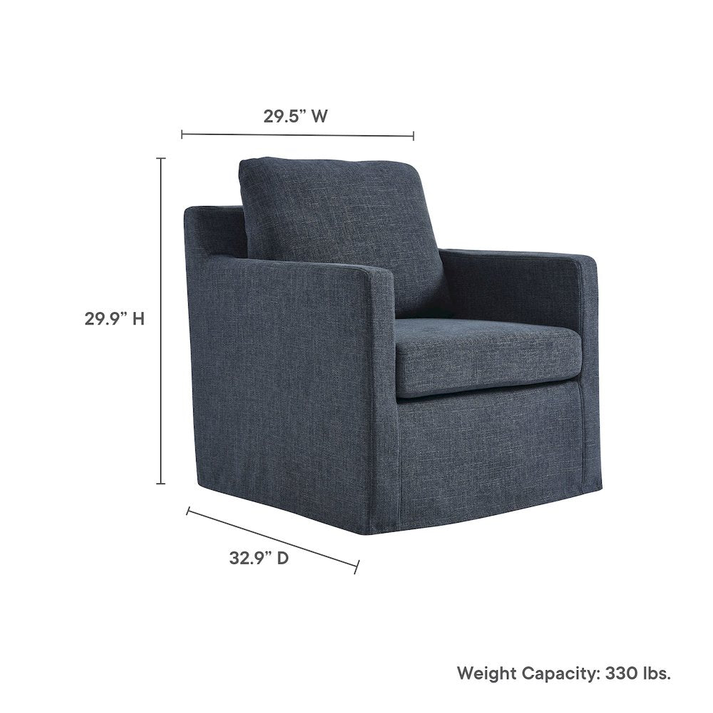 Serene Fabric Slipcovered Swivel Armchair