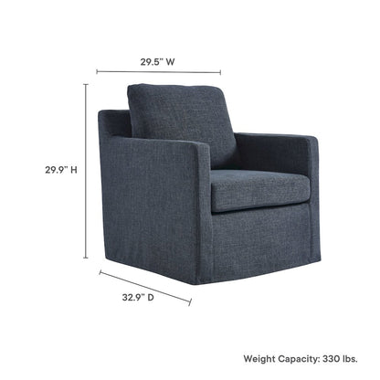 Serene Fabric Slipcovered Swivel Armchair