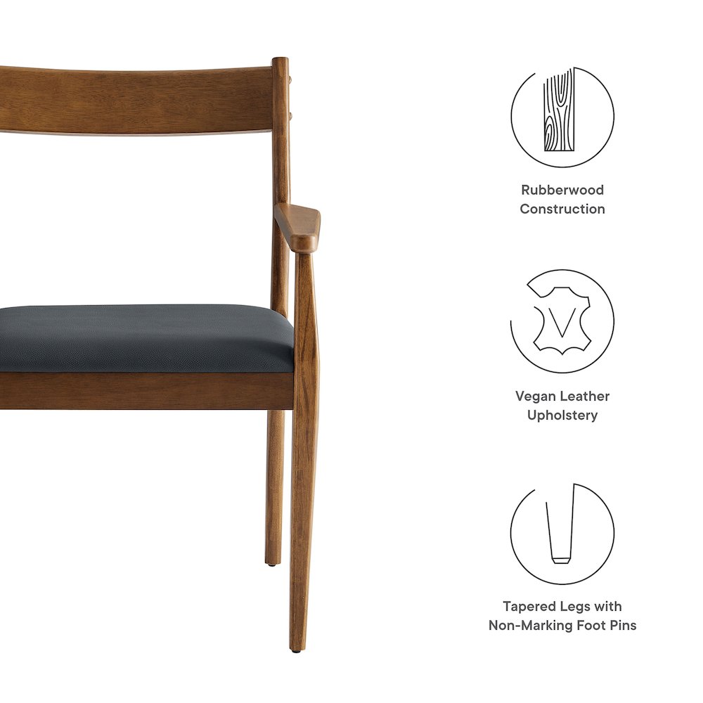 Solara Vegan Leather Wood Dining Armchairs Set of 2