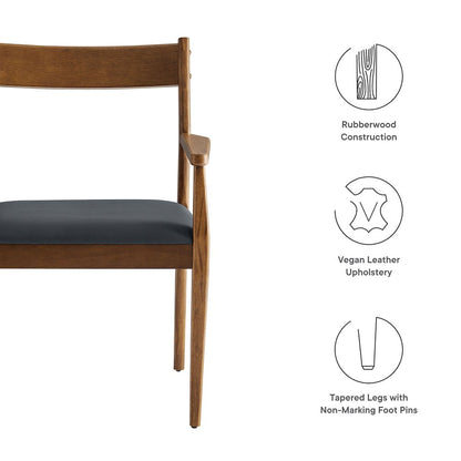 Solara Vegan Leather Wood Dining Armchairs Set of 2