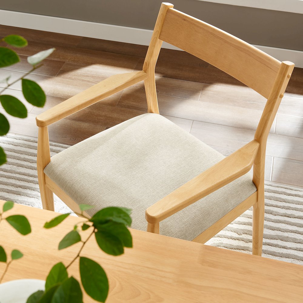 Solara Fabric Wood Dining Armchairs Set of 2