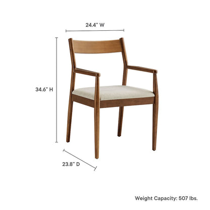 Solara Fabric Wood Dining Armchairs Set of 2
