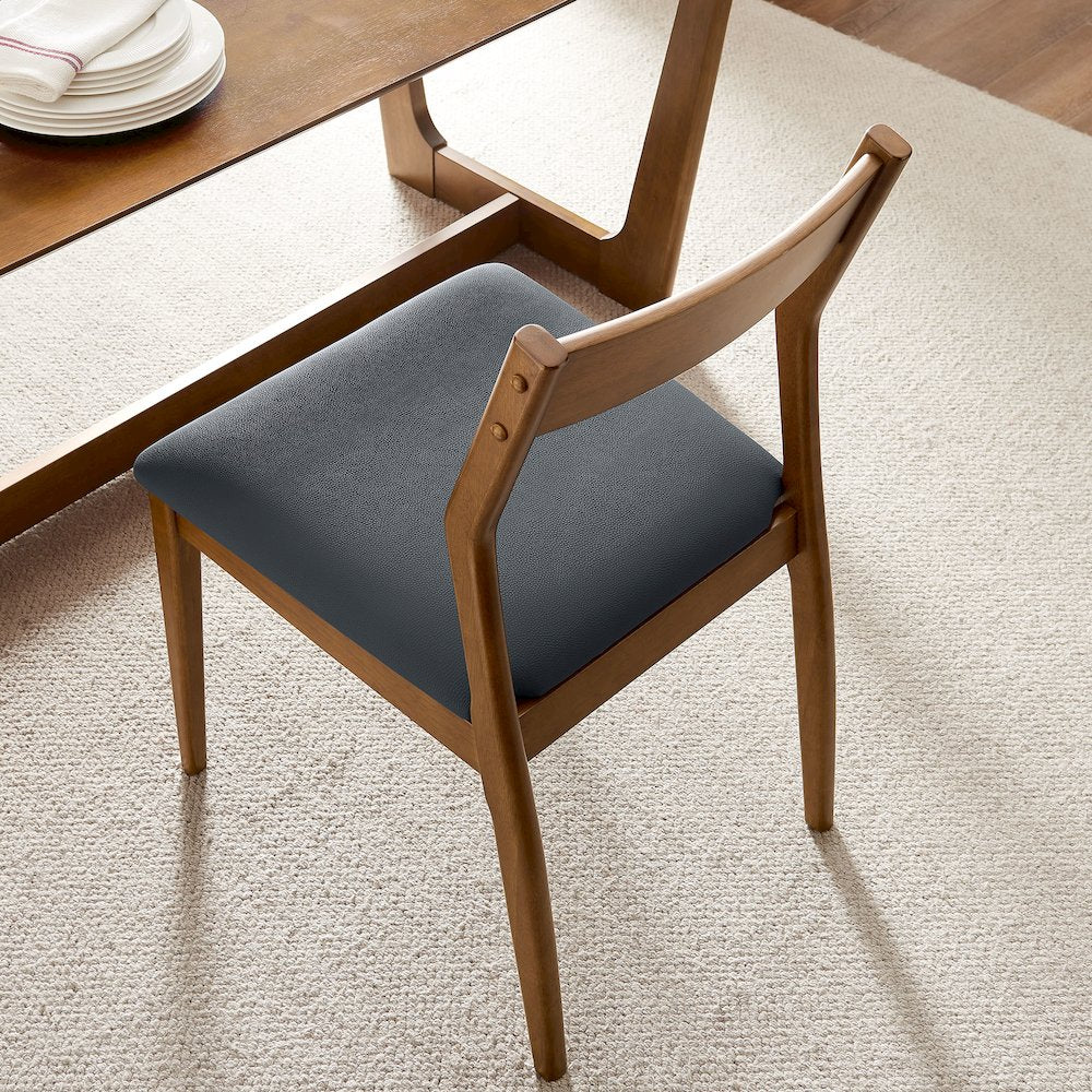 Solara Vegan Leather Wood Dining Side Chairs Set of 2