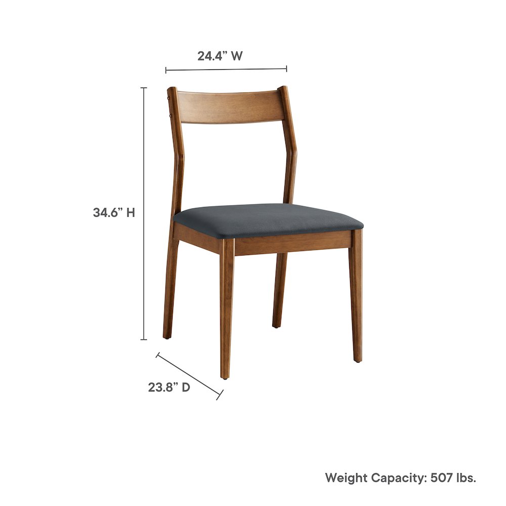 Solara Vegan Leather Wood Dining Side Chairs Set of 2
