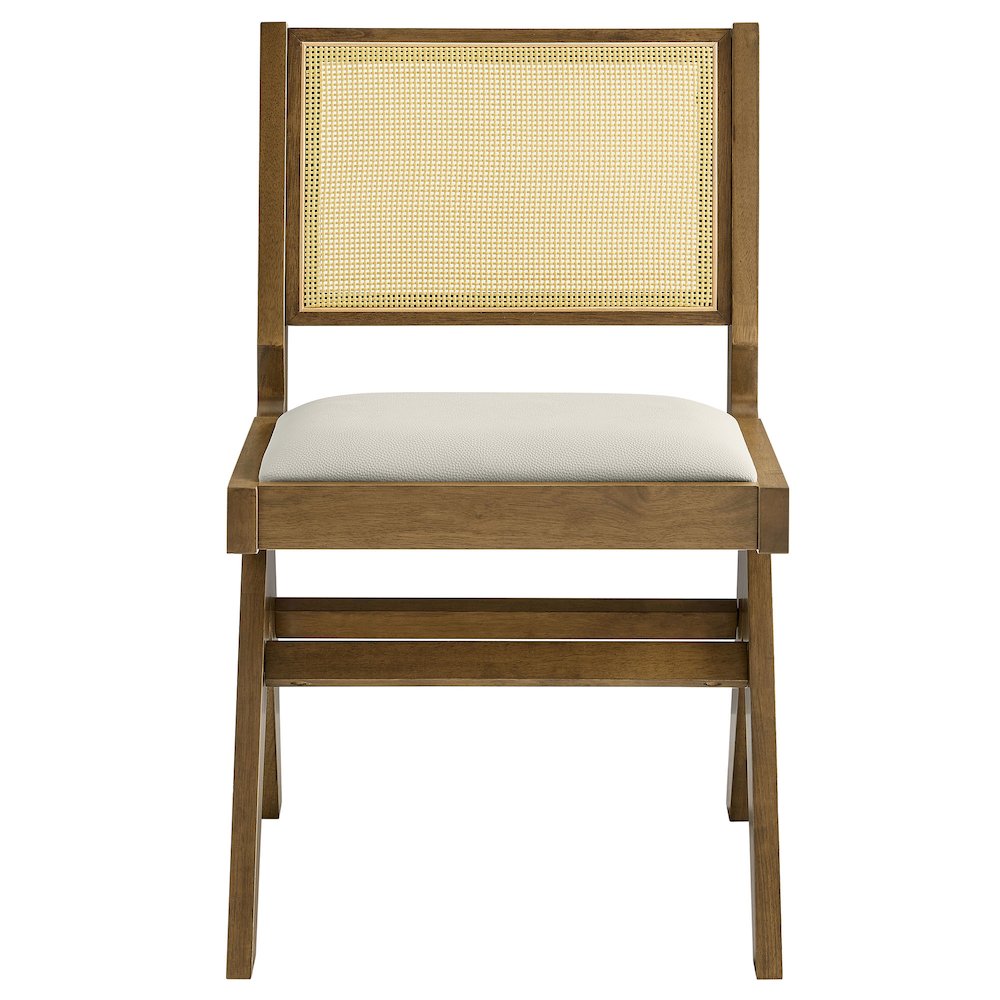 Thera Vegan Leather and Cane Dining Side Chairs Set of 2