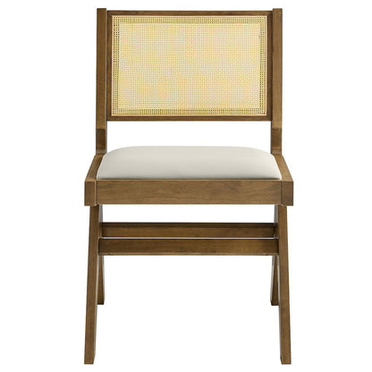 Thera Vegan Leather and Cane Dining Side Chairs Set of 2
