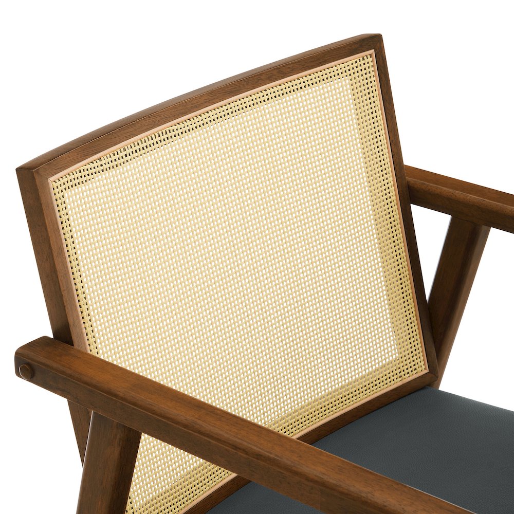 Thera Vegan Leather and Cane Accent Armchairs Set of 2