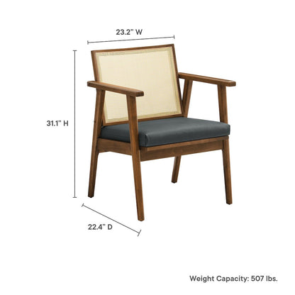Thera Vegan Leather and Cane Accent Armchairs Set of 2