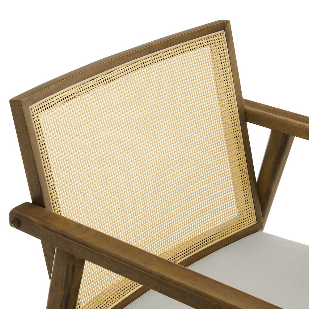 Thera Vegan Leather and Cane Accent Armchairs Set of 2