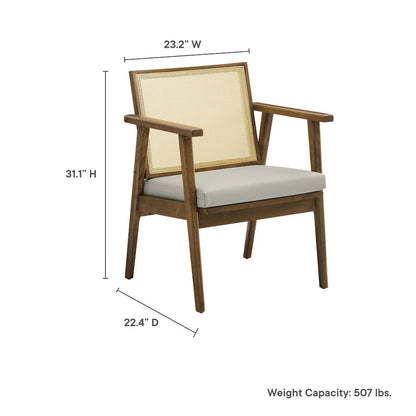 Thera Vegan Leather and Cane Accent Armchairs Set of 2