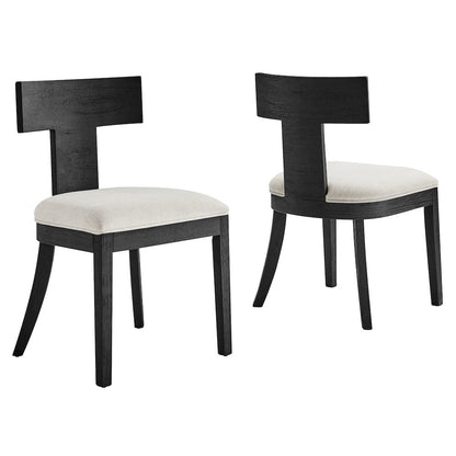 Peregrine Wood and Fabric Upholstered Dining Chairs Set of 2