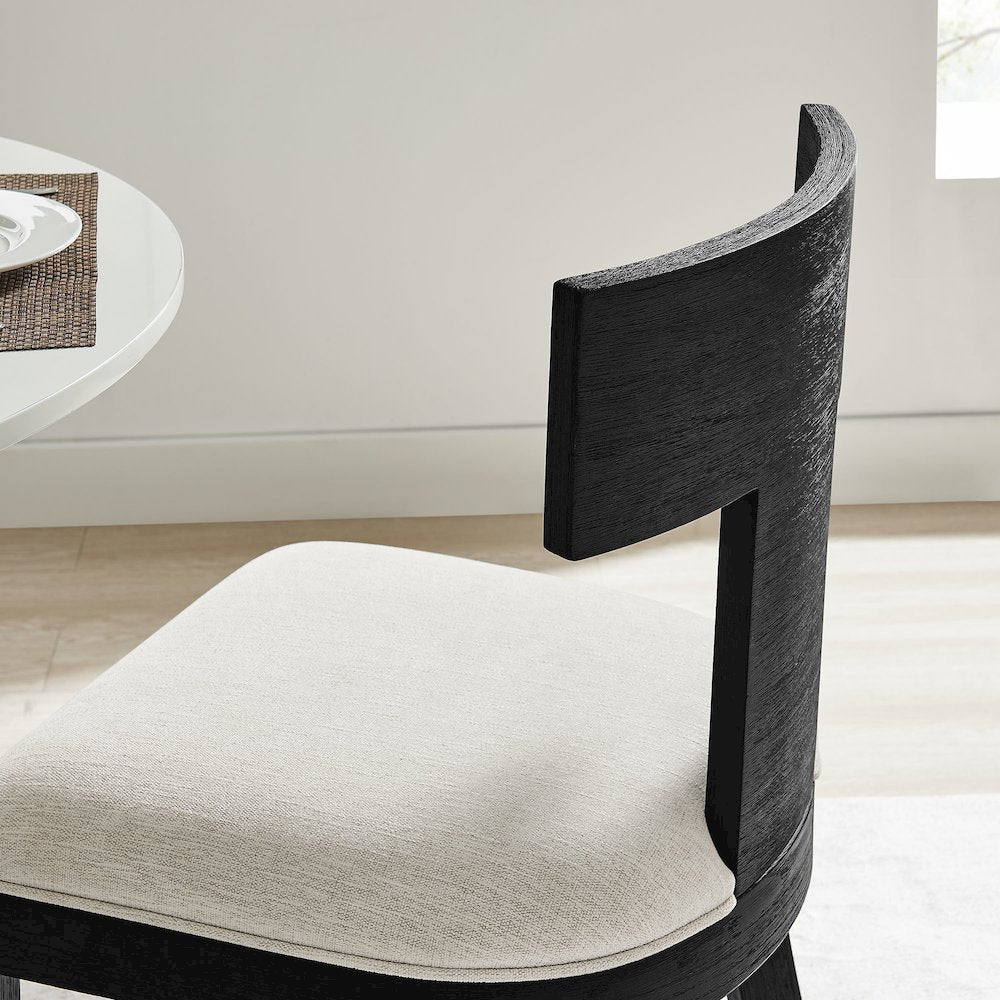 Peregrine Wood and Fabric Upholstered Dining Chairs Set of 2