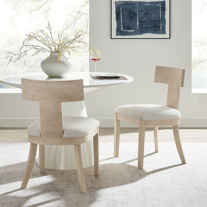 Peregrine Wood and Fabric Upholstered Dining Chairs Set of 2