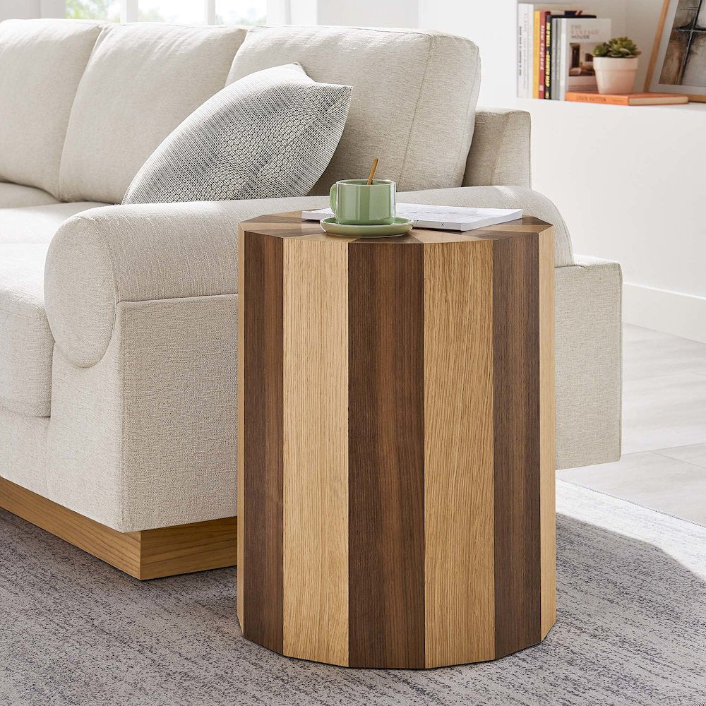 Twirl Two-Toned Wood Veneer Side Table