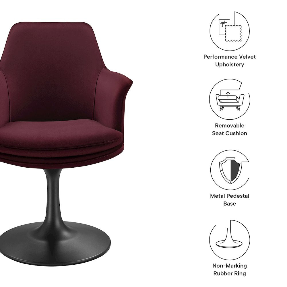 Lippa Swivel Dining Performance Velvet Armchair