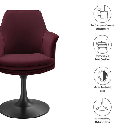 Lippa Swivel Dining Performance Velvet Armchair