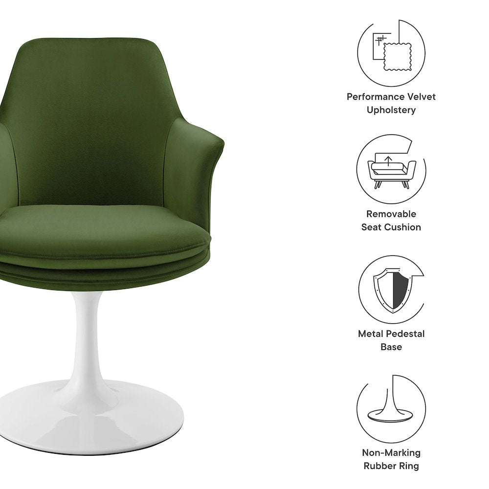 Lippa Swivel Dining Performance Velvet Armchair