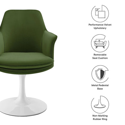 Lippa Swivel Dining Performance Velvet Armchair