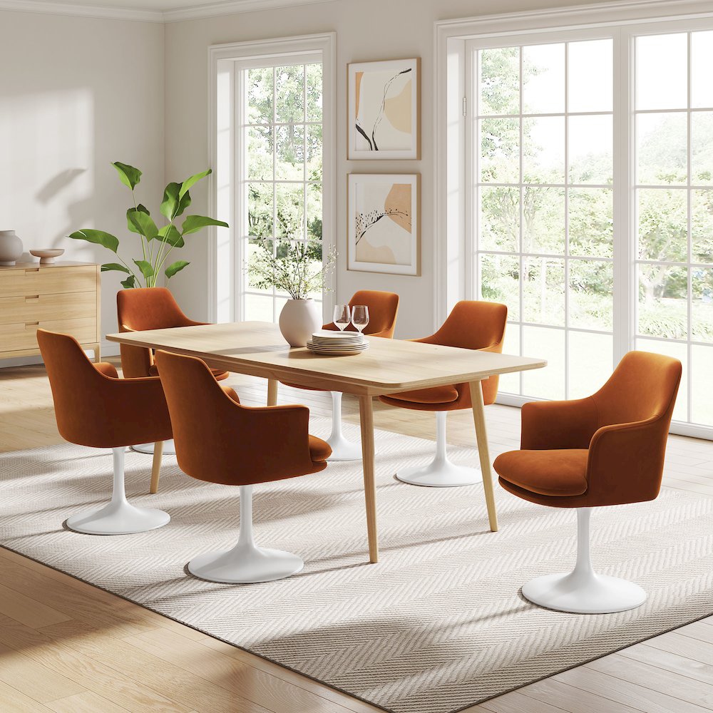 Lippa Swivel Dining Performance Velvet Armchair