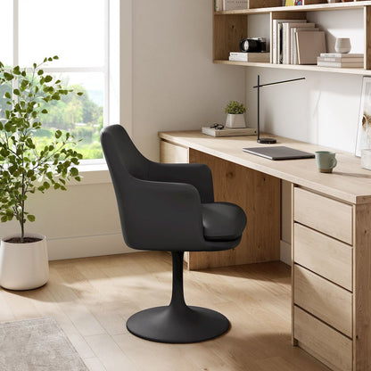 Lippa Swivel Dining Vegan Leather Armchair
