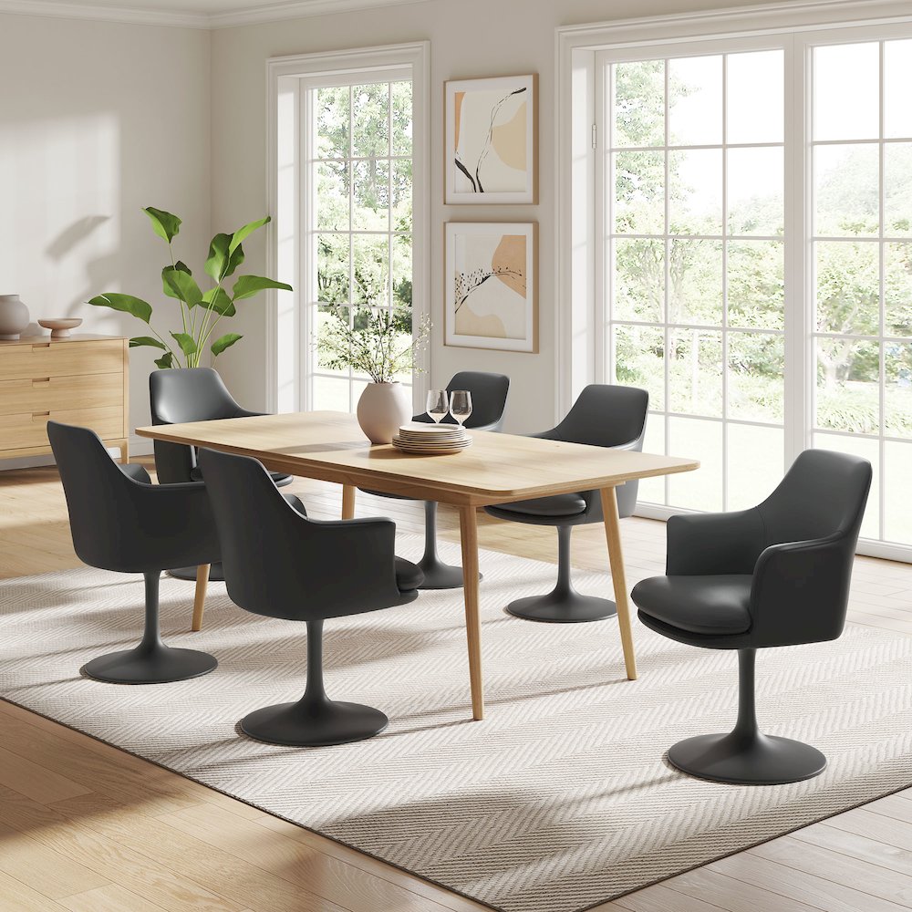 Lippa Swivel Dining Vegan Leather Armchair