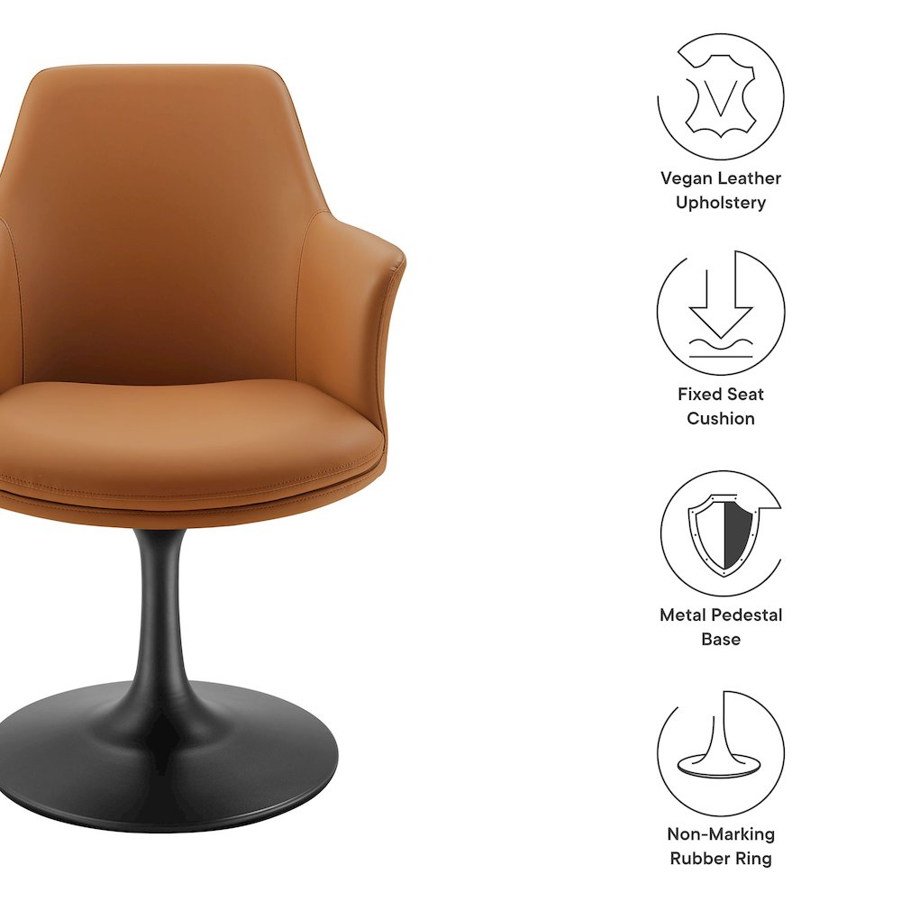 Lippa Swivel Dining Vegan Leather Armchair