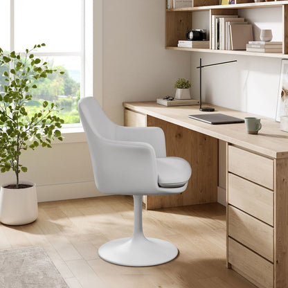 Lippa Swivel Dining Vegan Leather Armchair
