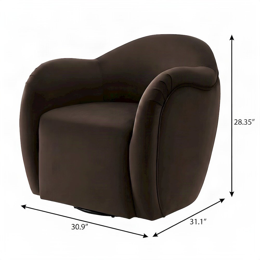 Performance Velvet Swivel Accent Chair with Arms, Chocolate Brown