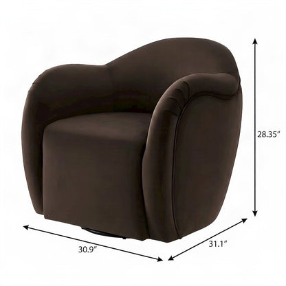 Performance Velvet Swivel Accent Chair with Arms, Chocolate Brown