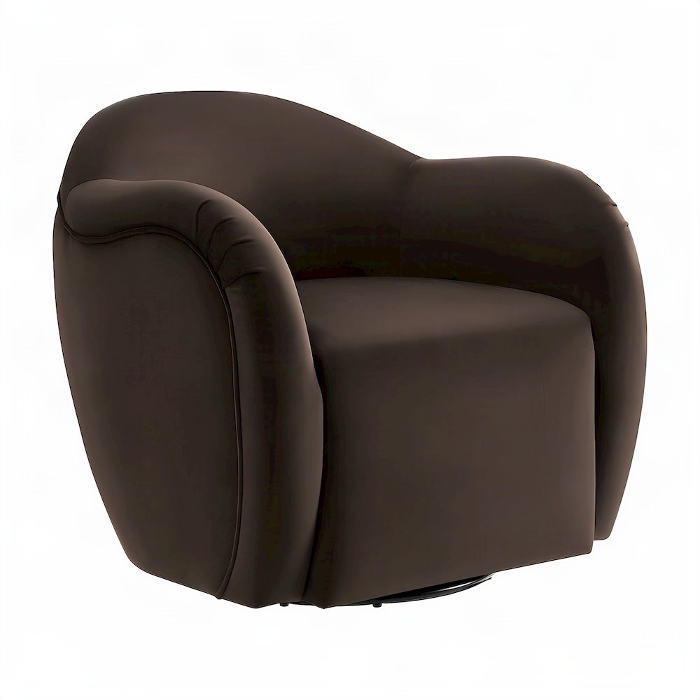 Performance Velvet Swivel Accent Chair with Arms, Chocolate Brown