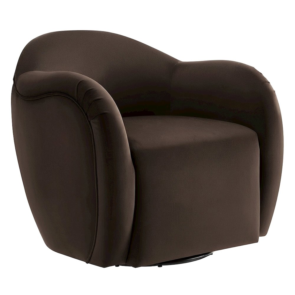 Performance Velvet Swivel Accent Chair with Arms, Chocolate Brown