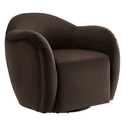 Performance Velvet Swivel Accent Chair with Arms, Chocolate Brown